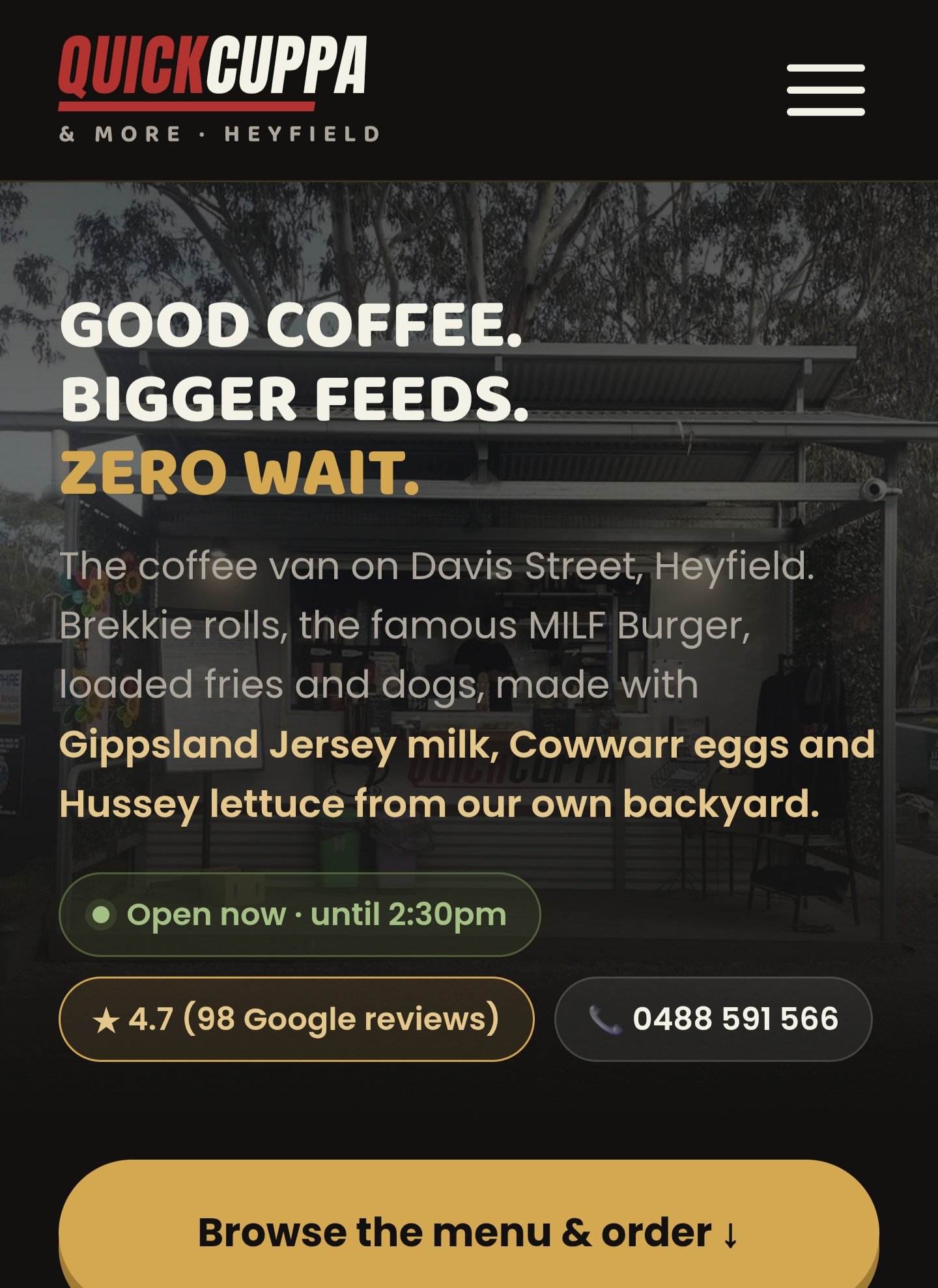 New Quick Cuppa website designed by Gippsland Tech Solutions
