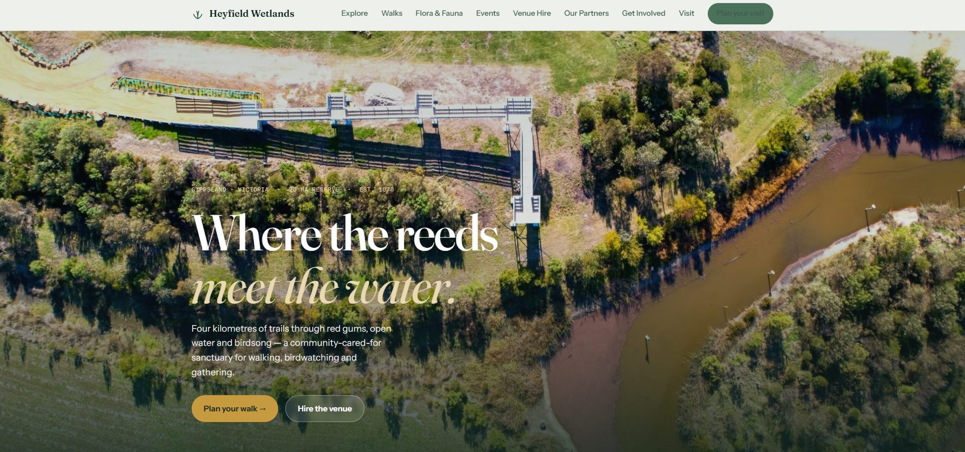 Heyfield Wetlands Reserve website homepage